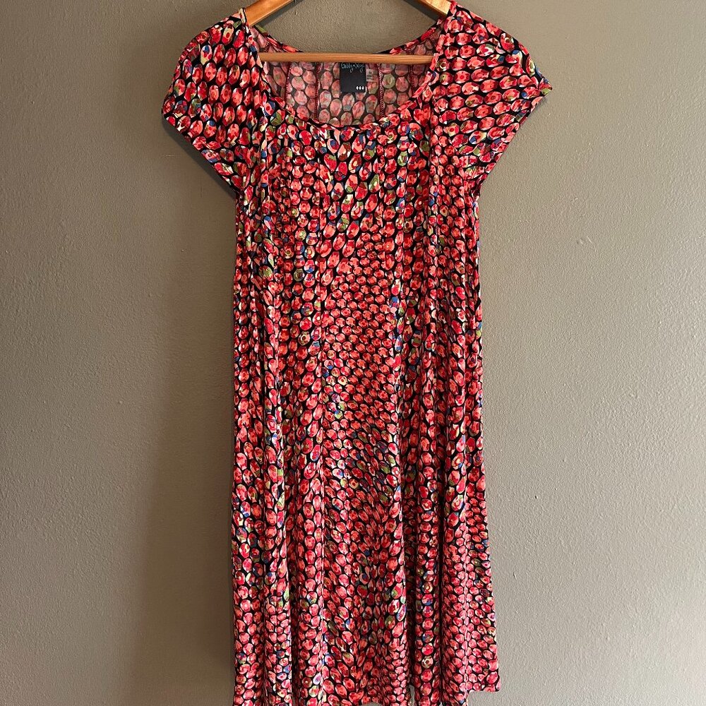 Summer Dress, Vibrant Colors, Cap Sleeves, Flared A-Line, Size 14 - Picture 3 of 6